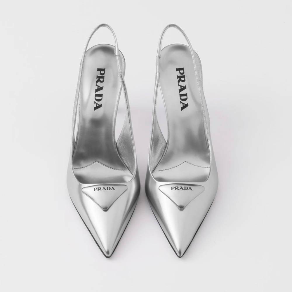 Prada Metallic Leather Slingback Pumps